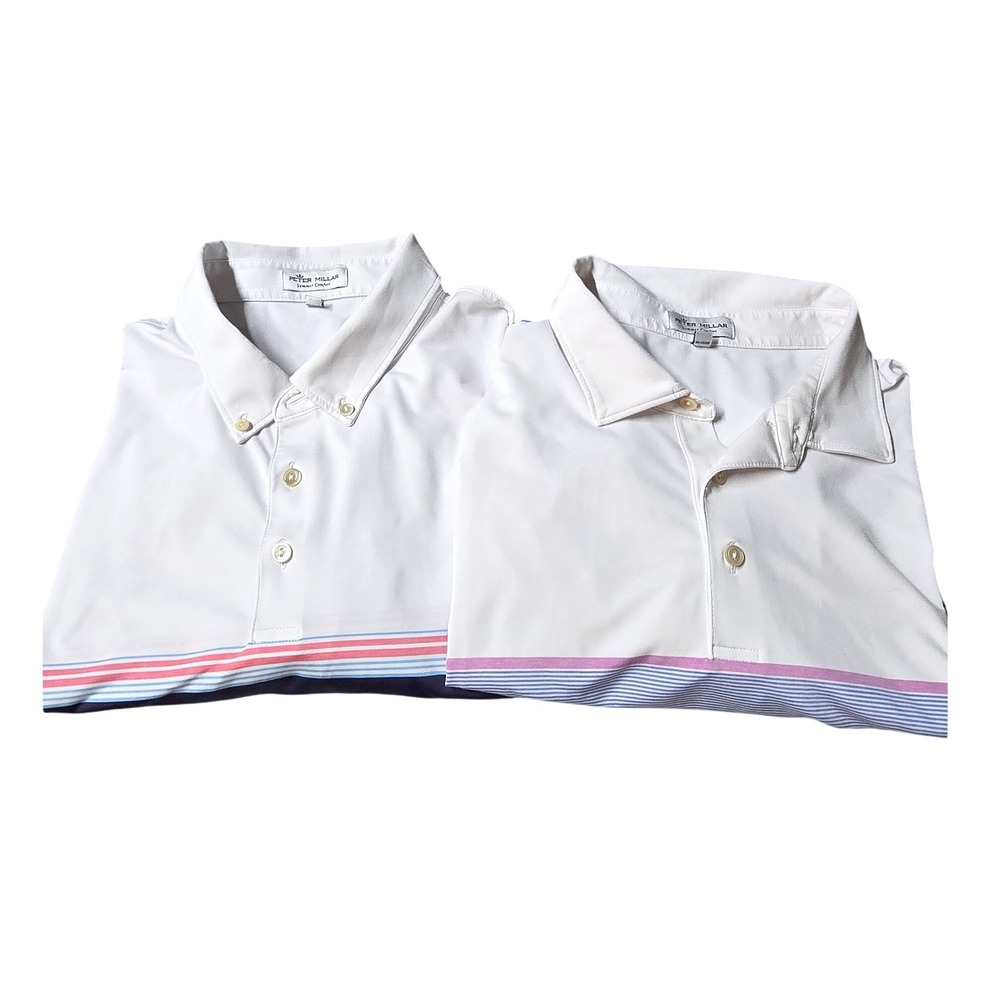 Men's Peter Millar XL Polo Shirt Lot 2 Summer Comfort Performance Striped Golf